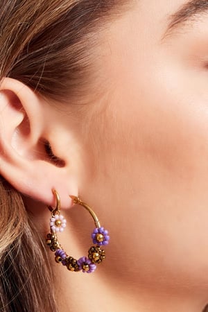 Ohrringe bunte Blumen Beige & Goldfarbe Edelstahl h5 Bild4